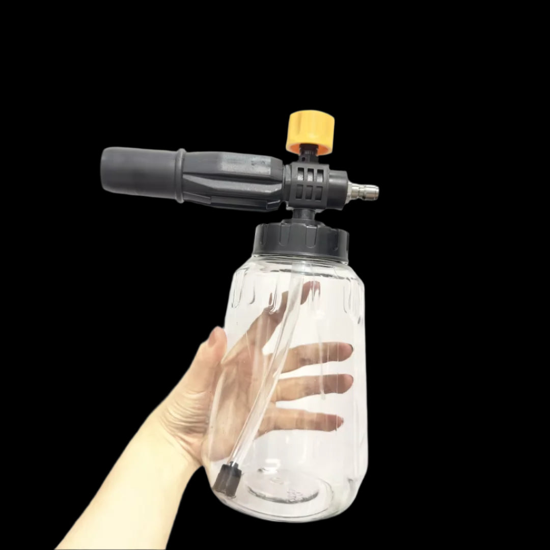 1 PC Black and Yellow Thick Handle Foam Cannon 1000 ML Transparent Bottle Snow Foam Lance Washer Kit, Pressure Car Washer Access
